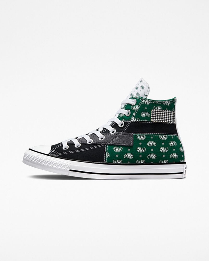 Tenisi Inalti Barbati Converse Chuck Taylor All Star Hacked Patterns Verzi Negrii Albi | RO 0EWLS746